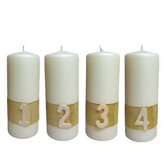 Adventné sviečky hand made biele matné4ks