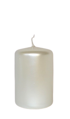 Sviečka Valec Kl-2 metalíza perlová biela
