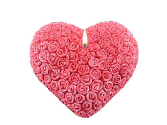 Stearínové srdce s ružami - červené