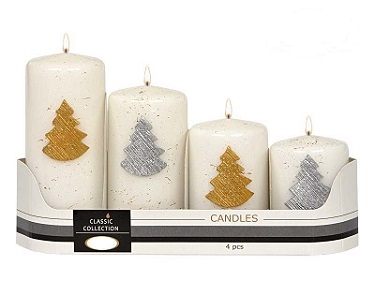 Adventné sviečky Tri stromčeky lakované biele 4ks