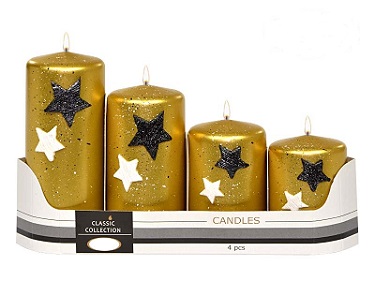 Adventné sviečky Tri hviezdy zlaté 4ks