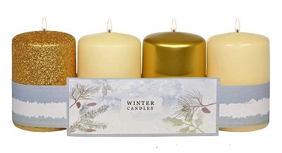 Adventné sviečky Winter mix zlaté 4ks