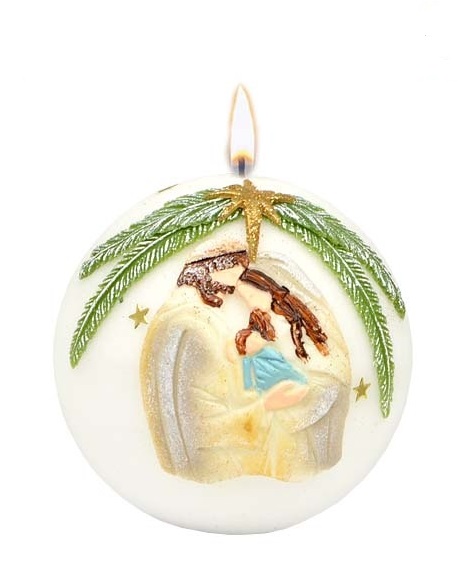 Guľa K4 Nativity scene s diódou biela