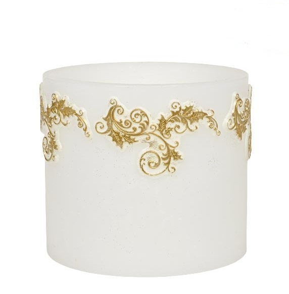 Lampión ovál s ornamentami biely