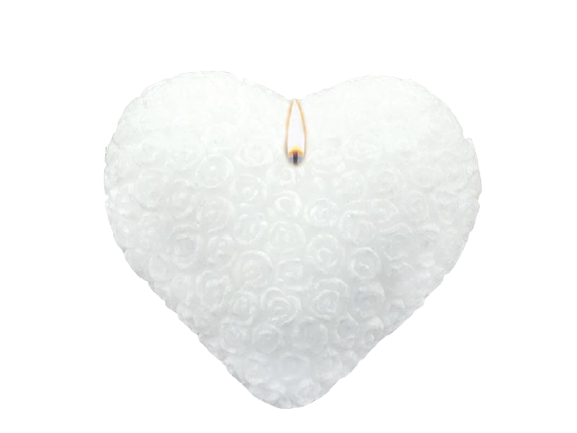 Stearínové srdce s ružami - biele