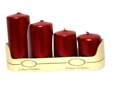 Adventné sviečky  metalíza červená 4ks