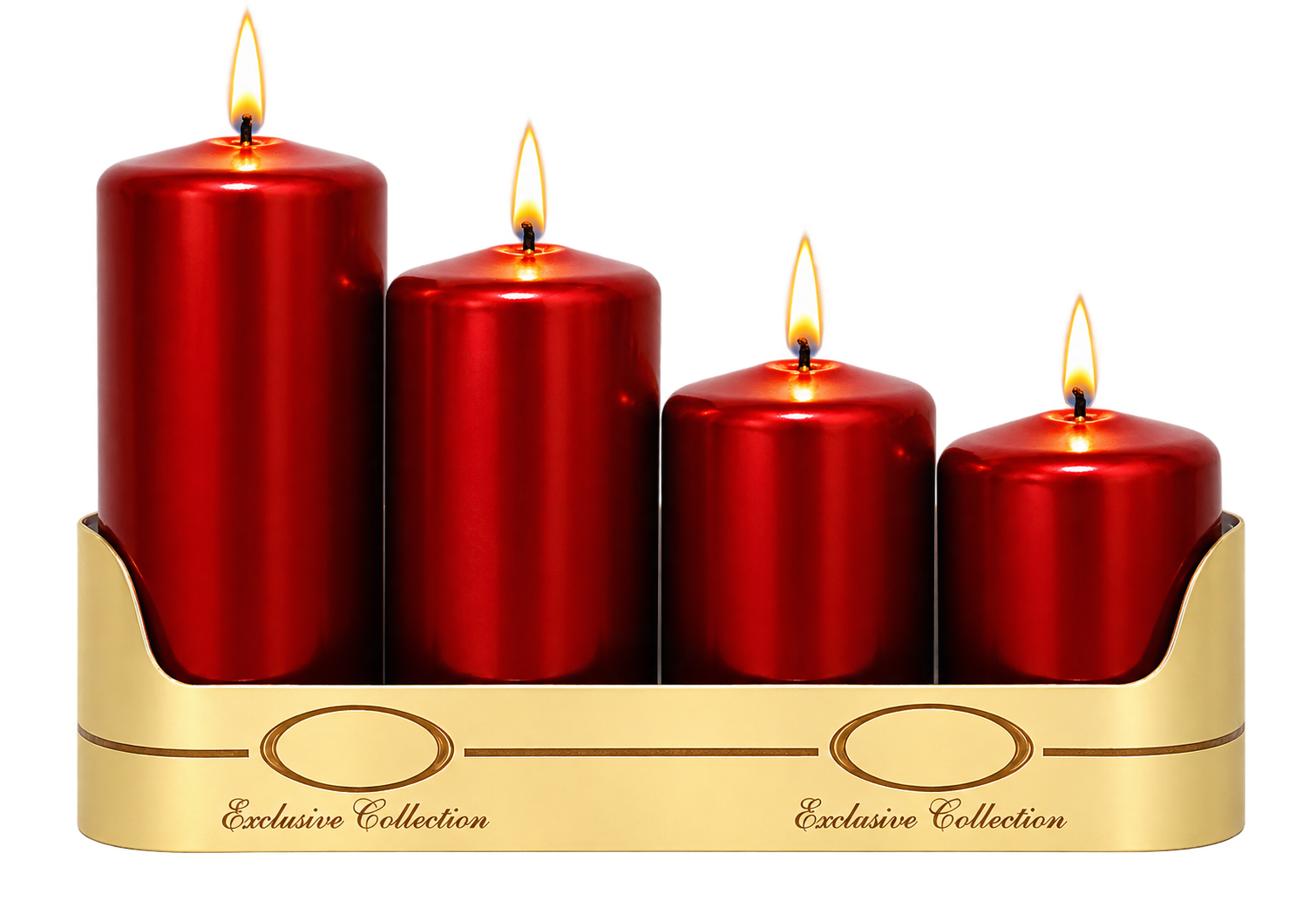 Adventné sviečky  metalíza červená 4ks