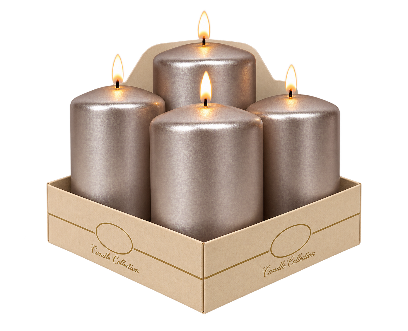Adventné sviečky 40/70 metalíza strieborná 4ks