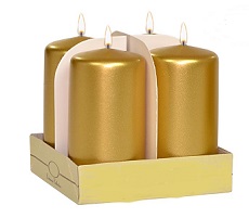 Adventné sviečky 40/80 metalíza zlatá 4ks