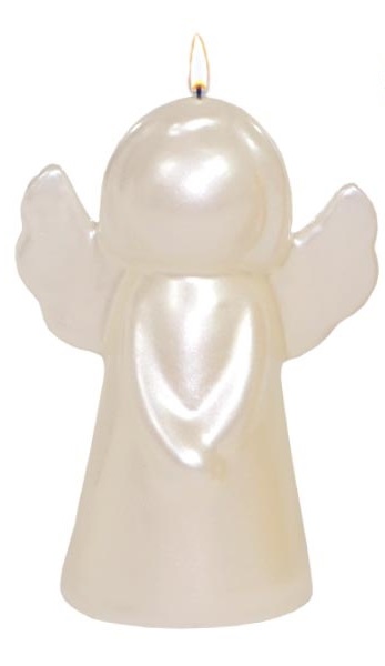 Sviečka Anjelik III perlový biely s vysokým leskom