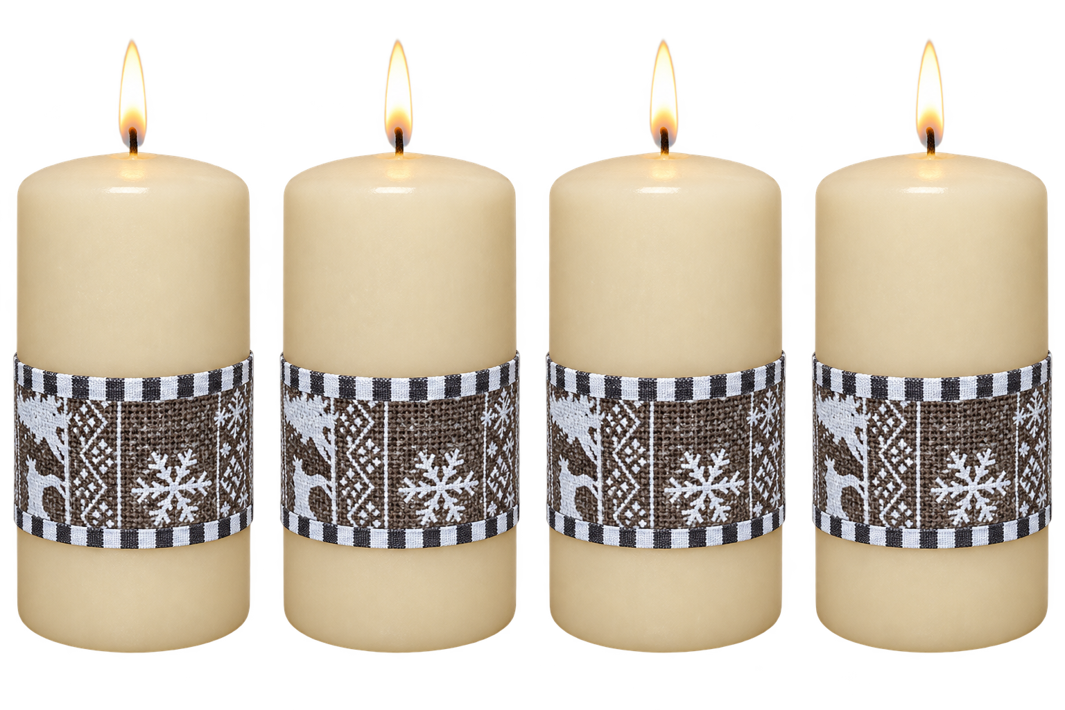 Adventné sviečky hand made škandinávsky vzor ecru 4ks