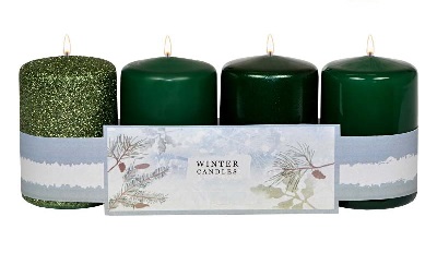 Adventné sviečky Winter mix zelené 4ks