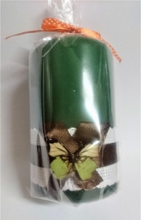Sviečka Valec KL3 s motýľom zelený